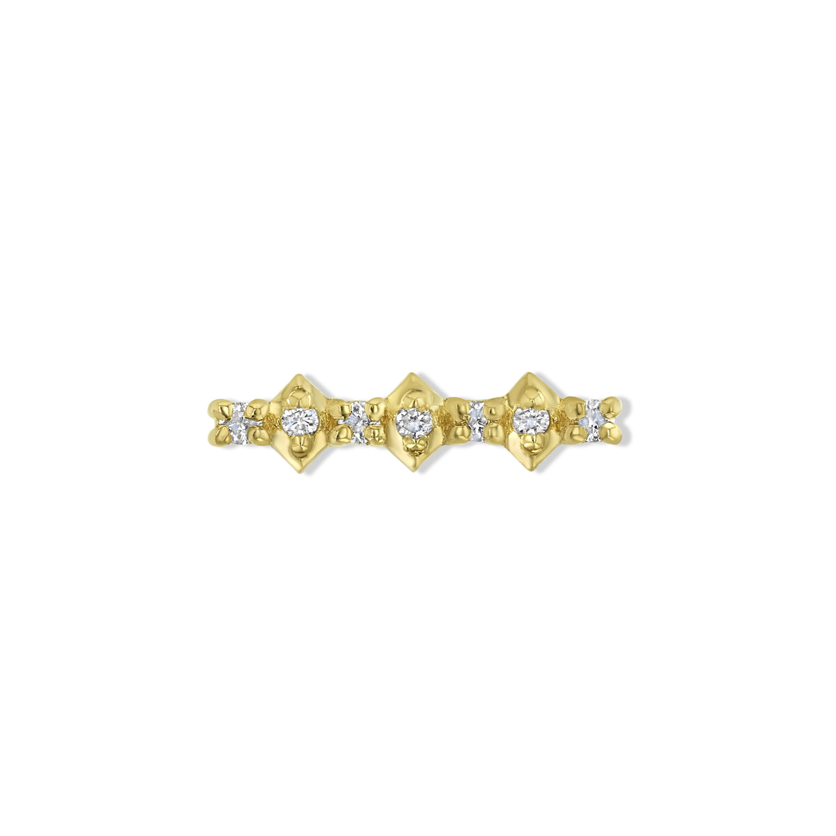 SXO Studios Mountains handmade 18K yellow gold diamond piercing stud earring by Stephanie Anders Nordyke