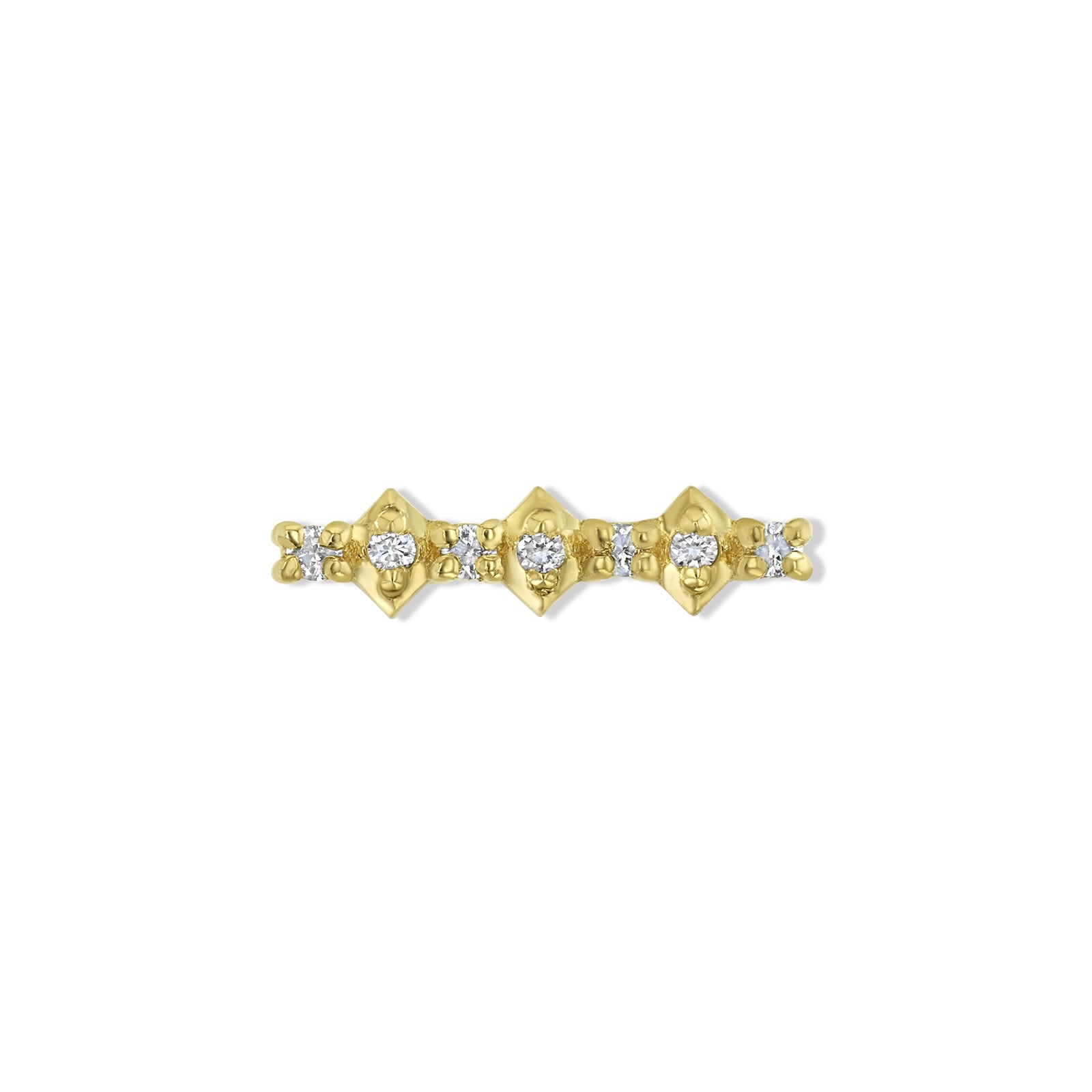 SXO Studios Mountains handmade 18K yellow gold diamond piercing stud earring by Stephanie Anders Nordyke