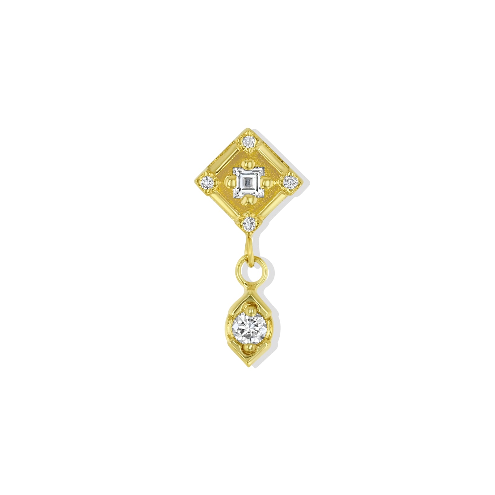 Fortress Dangle - 18K Gold Diamond Studs | SXO Studios